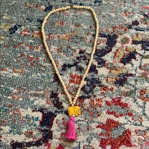 Beaded Tassel Elephant Necklace